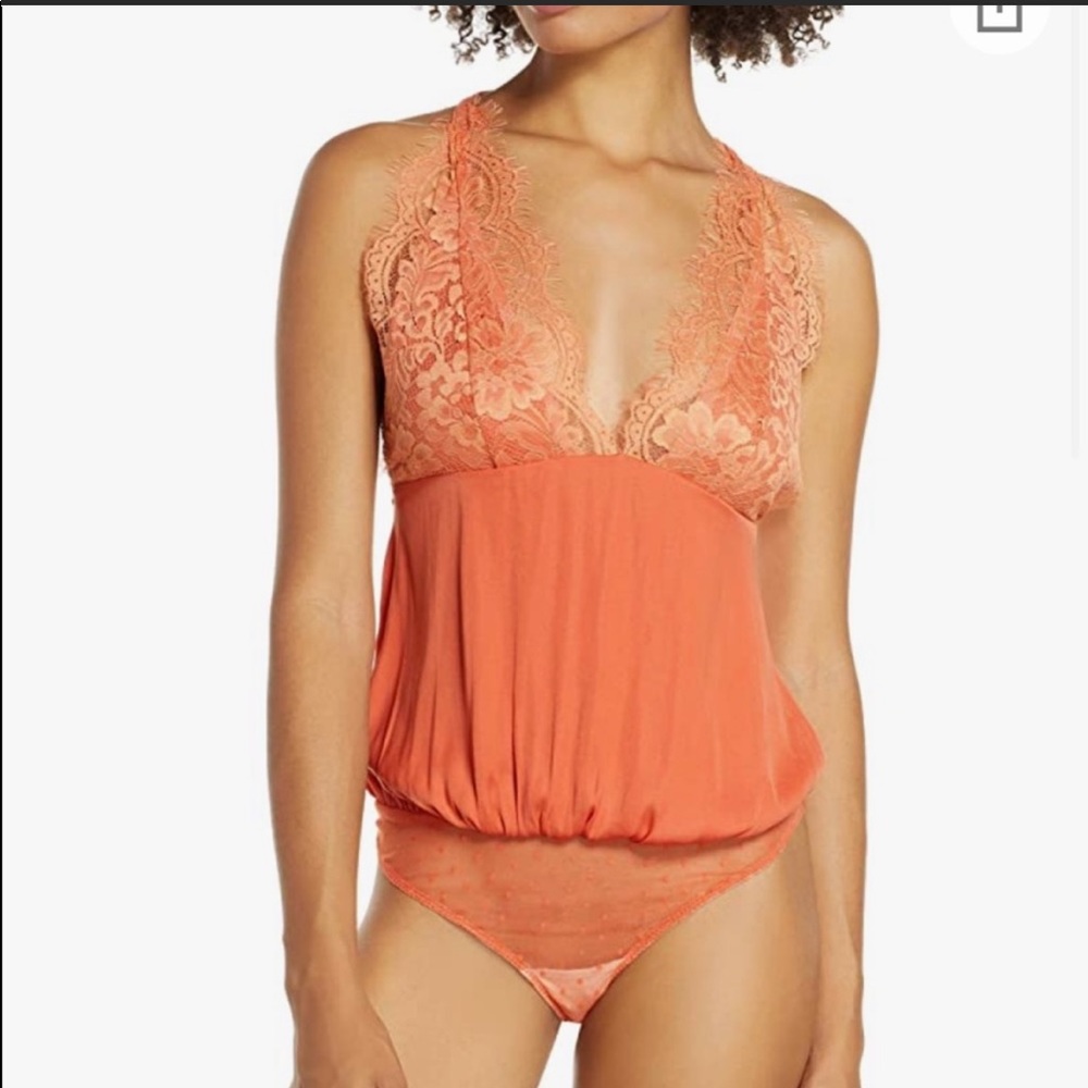 FREE PEOPLE CORALINE MELROSE LACE TRIM BODYSUIT